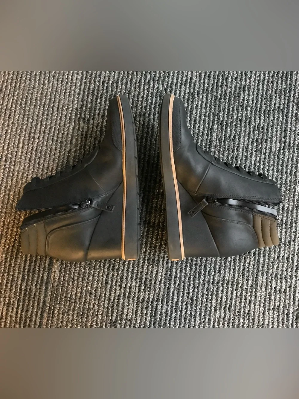 Dr. Scholl's Black Wedge Sneaker Boot with Olive Collar